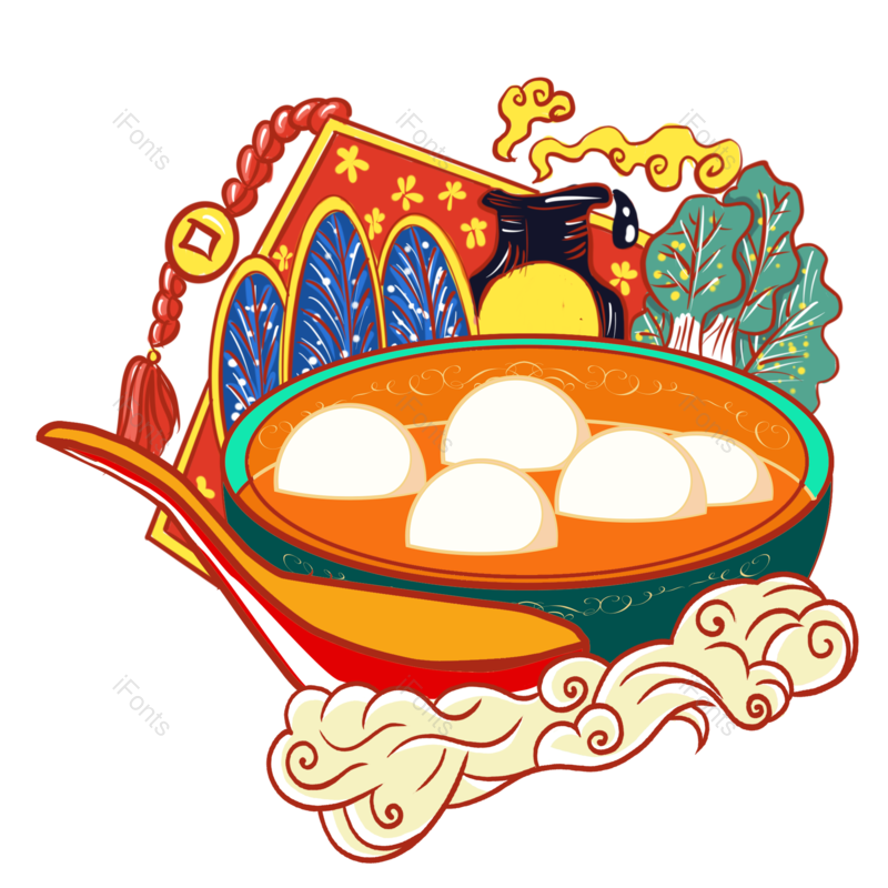 中国风图片,插画元素,元宵PNG,元宵节免抠素材